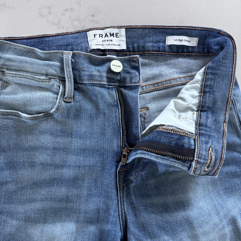 frame denim jeans women Le‎ High Skinny Sz 27 Light Wash - Picture 5 of 10